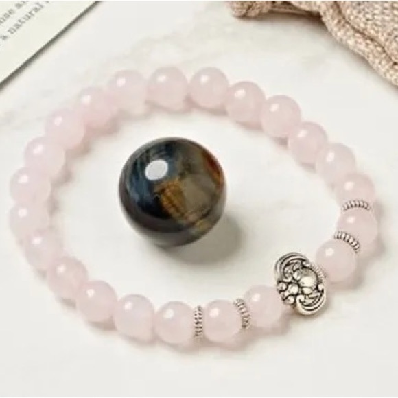 Rose Quartz Elephant Pendant Bracelet - Picture 1 of 3